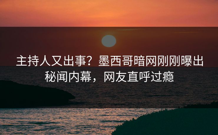 主持人又出事？墨西哥暗网刚刚曝出秘闻内幕，网友直呼过瘾
