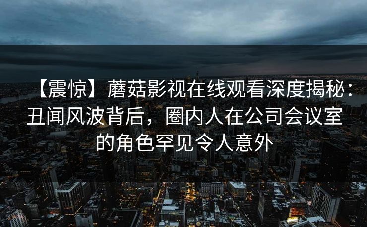 【震惊】蘑菇影视在线观看深度揭秘：丑闻风波背后，圈内人在公司会议室的角色罕见令人意外